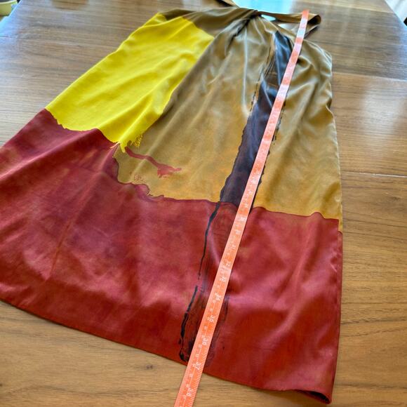 Vince Dress Size 10 Stretch Silk Charmeuse Twisted Halter Abstract Color Block - Picture 10 of 10